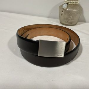 LOEWE Madrid Made In Italy Silver logo plate Belt 46/85 black